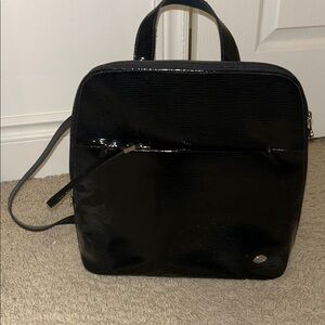 Black Patent Leather Women's Backpack